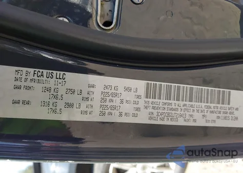 2018 Dodge Journey Sxt z USA, uszkodzony, nr VIN 3C4PDCBG3JT216413